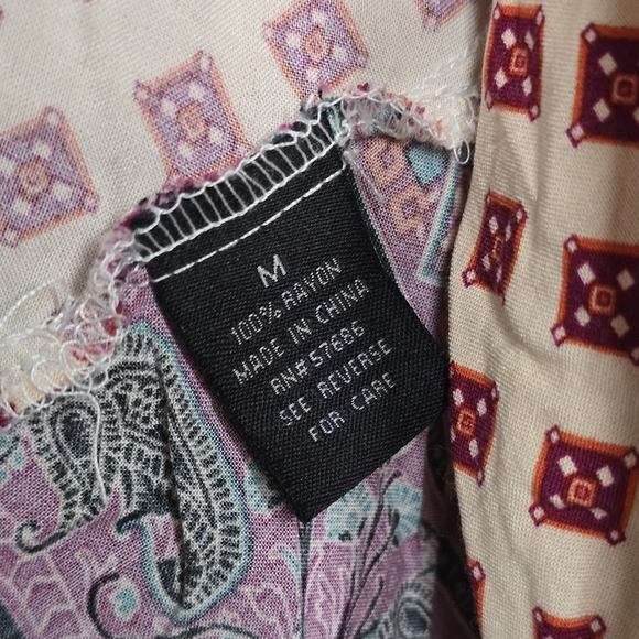 Toxik3 Boho Mixed Print Butterfly Kimono Cardigan Size M Wide Sleeves - Picture 10 of 11